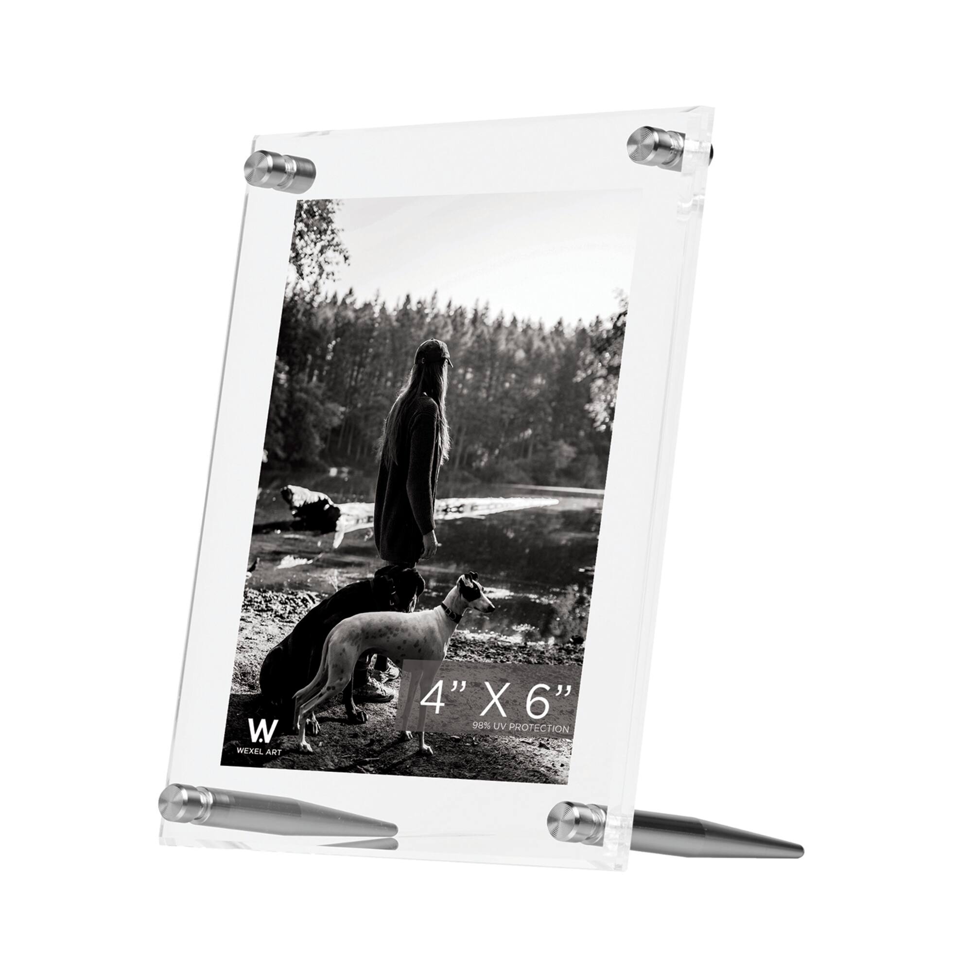 Wexel Art Clear Acrylic Tabletop Floating Picture Frame with Silver Hardware